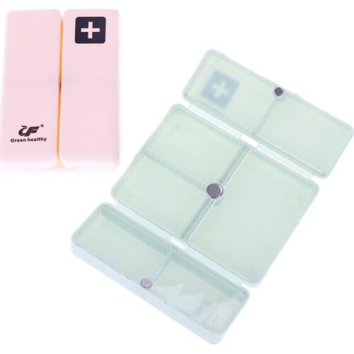 1pc Portable 7 Grids Split Pill Box Foldable Travel Medicine Holder Pill Box Tablet Storage Case Container Dispenser Organizer