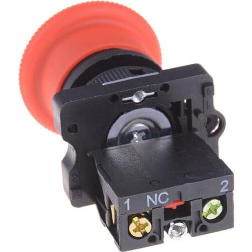 1pcs Red Mushroom Emergency Stop Switch XB2-ES542 22mm NC N/C Push Button Switch 600V 10A