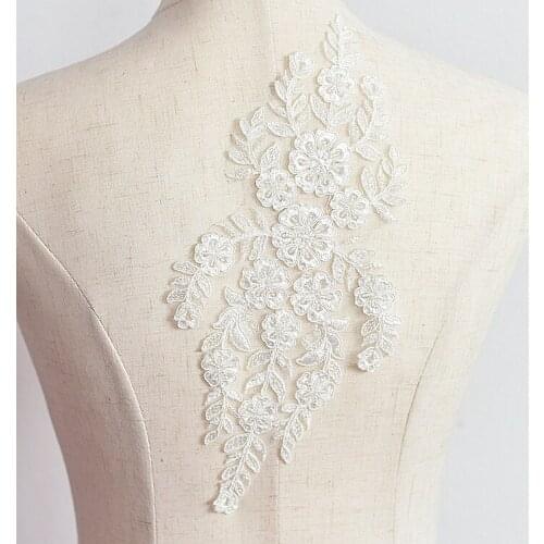 2pc 30x14cm Sequin Embroidered Patch Wedding Dress Applique Patches For Bride Clothes Embroidery Appliques Parches DIY AC1010
