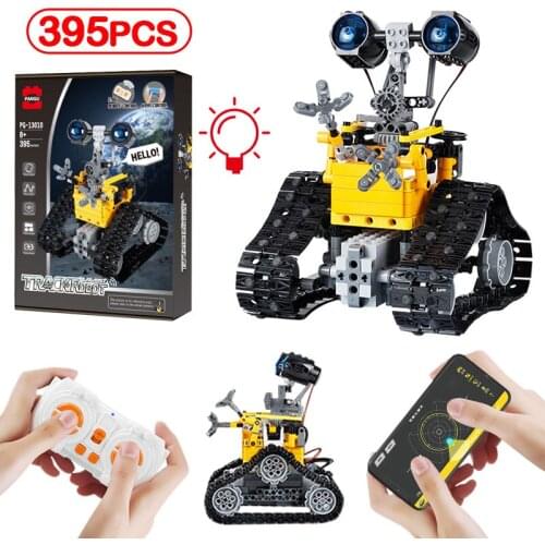 395pcs City RC Technical Intelligent Tracked Robot Building Blocks App Programming Remote Control Car Bricks Toys For Children