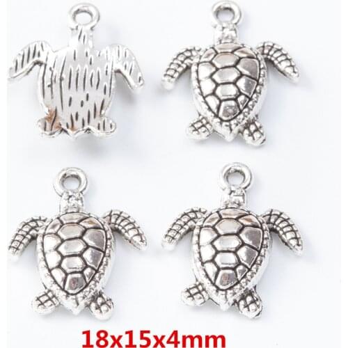 45 pieces of retro metal zinc alloy tortoise pendant for DIY handmade jewelry necklace making 7535