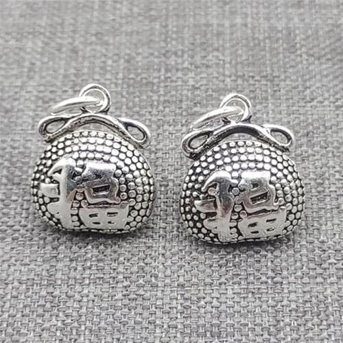 5 Pieces 925 Sterling Silver Chinese Good Fortune Lucky Charms for Bracelet