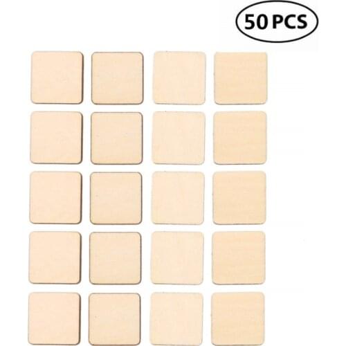 50pcs 30mm 1.18inch Square plywood Wooden Blank Wood Slices DIY Crafts Common wood for Creating Jewelry DIY