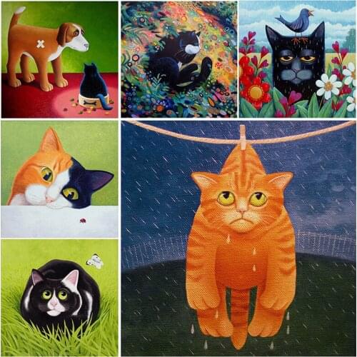 DIY 5D Diamond Painting Cartoon Cat Mosaic Embroidery Cross Stitch Full Square/Round Drill Animal Home Decor Picture