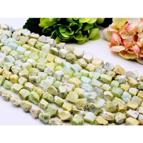 11-13x15-18mm Natural Original Chrysoprase Irregular Stone Bead For DIY necklace bracelet jewelry 15 "free delivery
