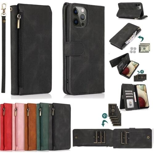 Luxury Zipper Leather Flip Wallet Case for iPhone 12 11 Pro Max 12 Mini X XS Max XR 8 7 6 6s Plus SE 2020 Funda Protect Cover