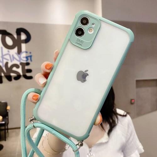 TMWBBT Anti-drop case For iPhone 12 11 Pro Max XR XS SE 2020 7 8 Plus Camera Protection Shoulder Strap Lanyard Lens Phone Cover