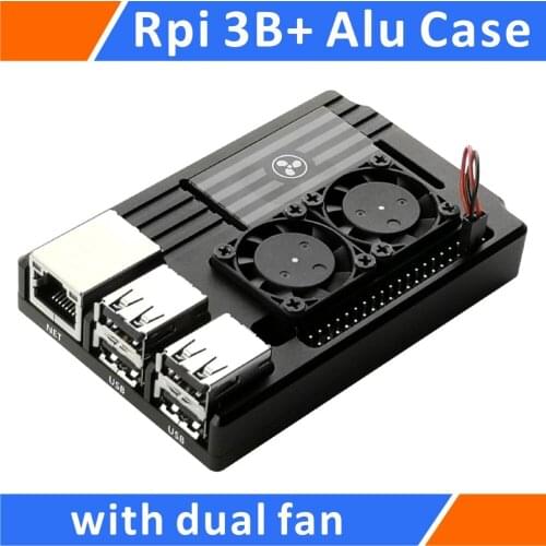 EleDuino Raspberry Pi 3 B+ Aluminum Case Enclosure with Dual Active Cooling Fan Black