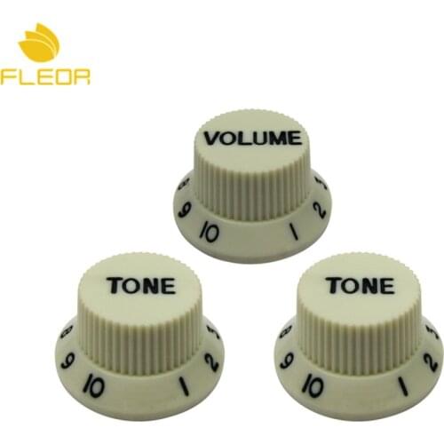 FLEOR 10 Sets of 2T1V Top Hat Electric Guitar Knobs ST Tone Volume Control Knobs Mint Green