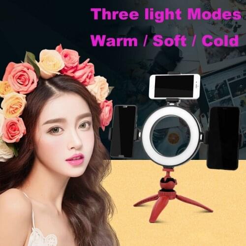 KOLIVAR 6" LED Selfie Ring Light for Phone Live Makeup Photography With Phone Clip for iPhone Xiaomi Huawei Samsung Smartphone