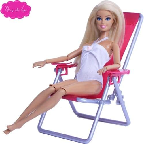 Dolls miniature dollhouse American Babie girl magenta folding chair Baby toys accessories gift for children Q11