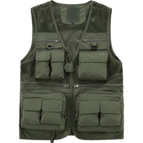 Men Casual Mesh Work Multi-Pocket Vest Lightweight Outdoor Travel Camping Hunting Photography Adventure Breathable fishing Vest