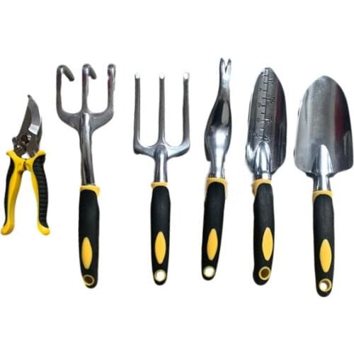 Garden Tool Set Six-piece Aluminum Alloy Garden Tool Set Silicone Two-color Handle