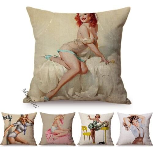Nordic Sexy Woman Cushion Cover Man Room Decoration Sofa Seat Throw Pillow Case Charming Girl Hips Pattern Square Cushions Cover