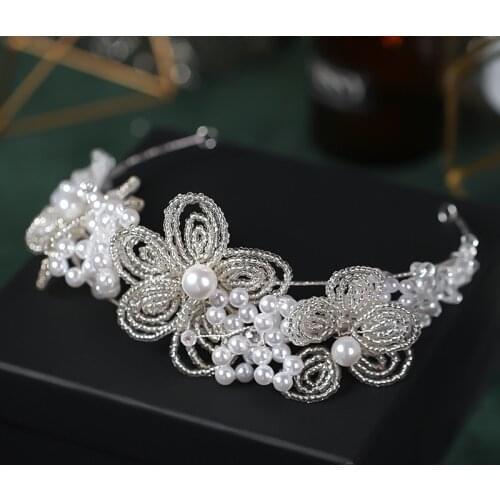 New handmade headband headband accessories Simple flower pearl headband headwear BN