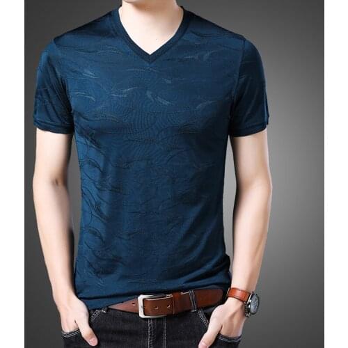 2019 summer new young men slim mare V-neck casual fashion short-sleeved T-shirt factory direct sales