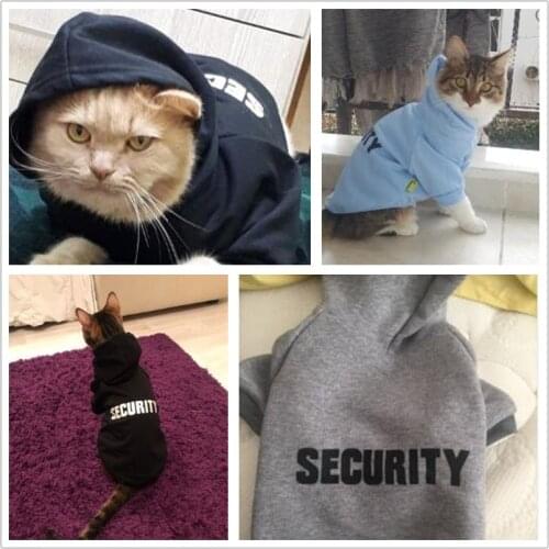 Security Cat Clothes Pet Cat Coats Jacket Hoodies For Cats Outfit Warm Pet Clothing Rabbit Animals Pet Costume