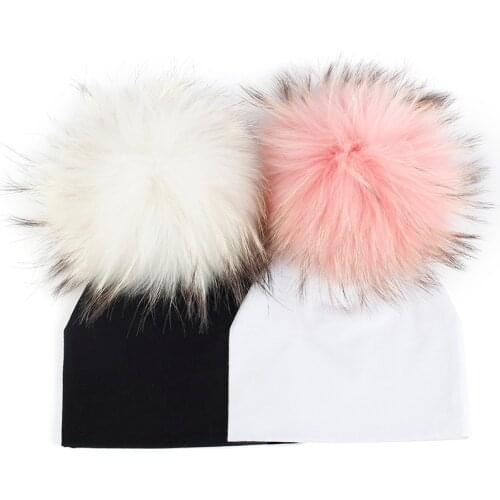 Baby Solid Color Beanies With Real Pompoms Infant Soft Loose Elasticity Boys Girls Caps Toddler Comfortable Skullies Hats Bonnet