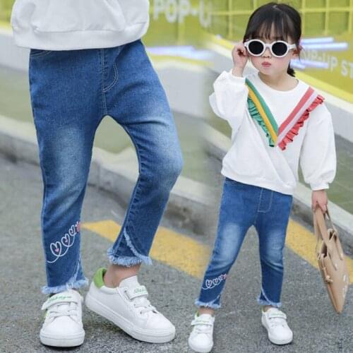 1-6 Years Toddler Girl Jeans 2021 New Fashion Lovely Printed Denim Pants For Baby Kids Clothes Spring Autumn Childrens Trousers