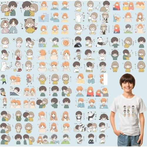 Couple patches Cartoon stickers Heat-sensitive patches Applique on Clothes Garment Accessories Stickers on Clothes