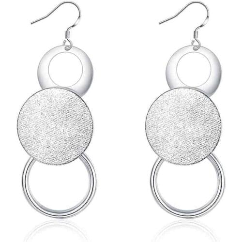 Simple Fashion Style Silver plated Dual Sand O Earrings Jewellery mens 2016,Wholesale&hot sell, SMTE012