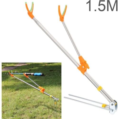 1.5m Fishing Rod Ground Inserted Adjustable Stand Bracket Metal Stretch Pole Fishing Box Chair Holder
