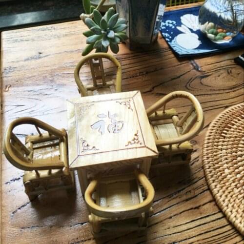 Handmade Super Cute Bamboo Small Chair Enjoy Entertainment Table Crafts Woven Gadgets for Home