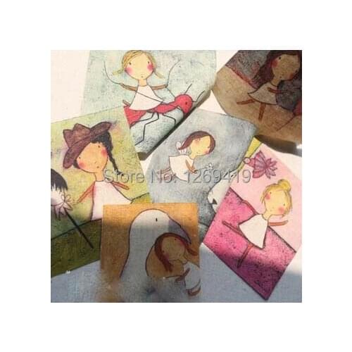 Girl Childhood 6PCS/Lot Hand Dyed Cotton Linen Fabric Tissue Sewing Toy DIY Patchwork Scrapbooking Quilting Tecido Textile ZAKKA