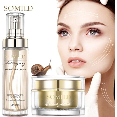 SOMILD 24K Gold Face Cream Snail Essence Anti Aging Wrinkle Removal Facial Lotion Whitening Moisturizing Korean Skin Care Set
