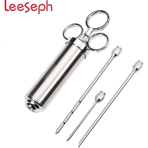 Heavy Duty Meat Injector 304 Stainless Steel - 2 Oz Seasoning Injector - Marinade Injector Syringe Includes 2&3 Needles