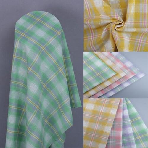 Fabric beige checkered dress cotton fabric sewing pillow blanket bed sheet doll cloth DIY material