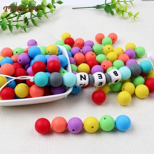 TYRY.HU 30pcs/lot Silicone Beads Baby Teether Silicone Teething Beads For Necklace Silicone Teether 15mm BPA Free