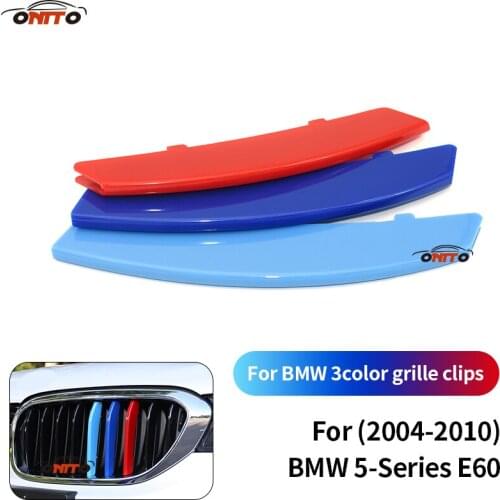 Car Front Decoration Stripe Clips Sticker Decal Covers Grille ABS 3-Color Grille Clips Covers For 5 Series E60 2004-2010