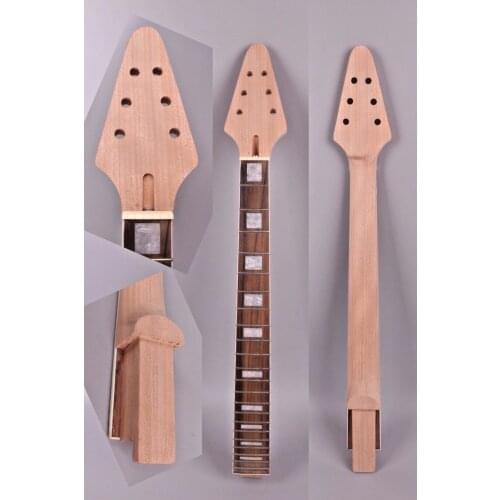 Guitar neck replacement 22 fret 24.75 inch Flying V headstock set in LP