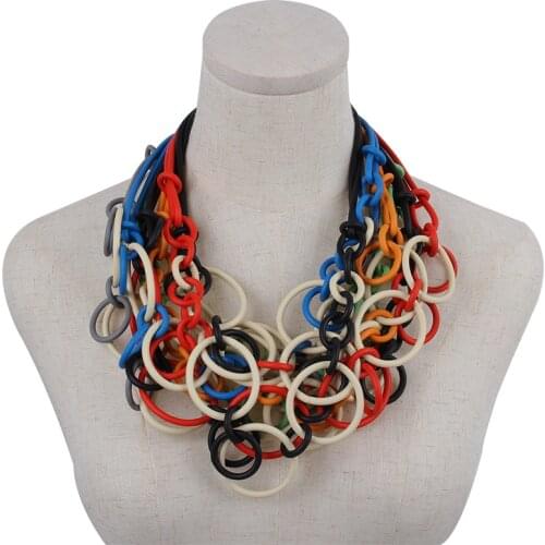 YD&YDBZ Hot Sale Contrasting Color Statement Necklaces For Women Bohemia Rubber Rope Pendant Necklace Accessories Jewelry Gift