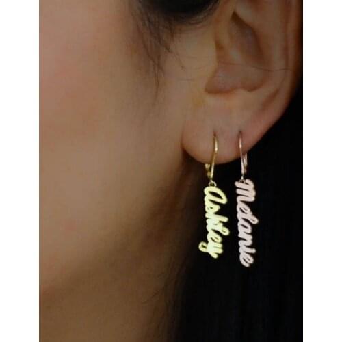 Gold Name Earrings For Women Stainless Steel Handmade Stud Earrings Bridesmaid Gift BFF Personalized Earrings Letters Eardrop