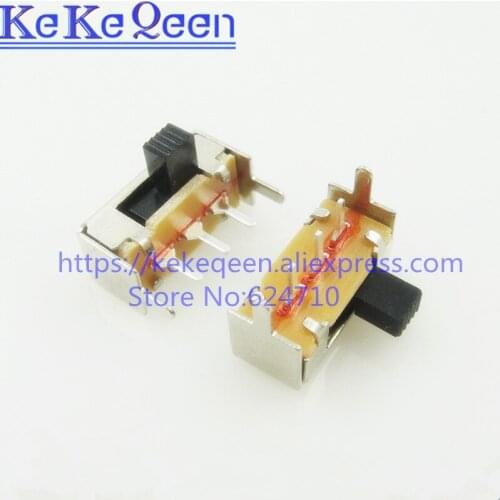 10PCS/LOT Toggle switch SK12F14 horizontal 2 file 5 pins 4mm handle high Miniature Slide Switch SK12F14G4 1P2T