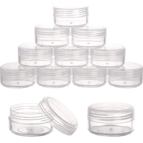 1000pcs/lot 10g clear round bottle jars hard plastic pot nail art storage F0004X