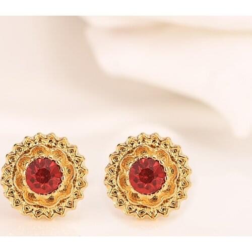 2pairs african gold cz crystal stud beads Earrings Ball Women Girl Jewelry Fashion gold Jewellry Ethiopia Sphere Round kids GP