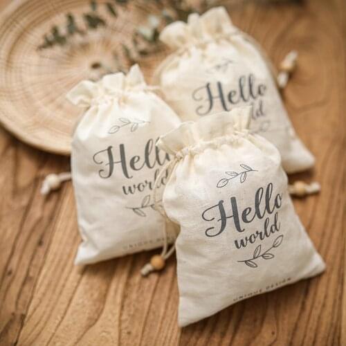 20PCS Cotton Pouch Cloth Drawstring Bag Jewelry Packaging Sachet Makeup Wedding Party Candy Gift Custom Bags Wrapping Print Logo