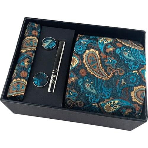 2021 Mens Tie Square Scarf Cuff Tie Clip Gift Box Set Business Casual Tie Black Gift Box Mens Ties