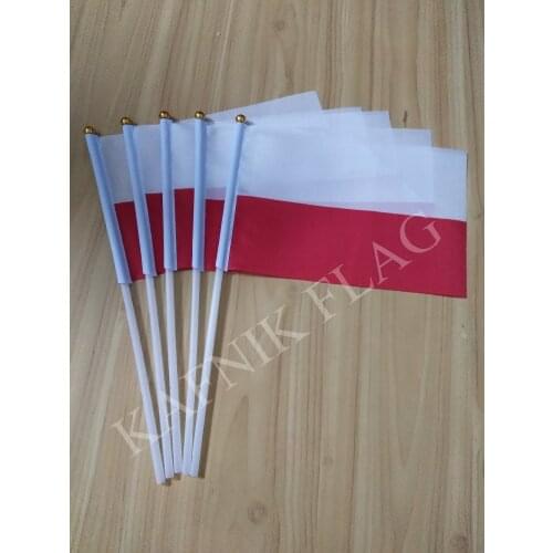 KAFNIK,5pcs Poland Hand Flag National Hand Flag 14*21cm Free Shipping