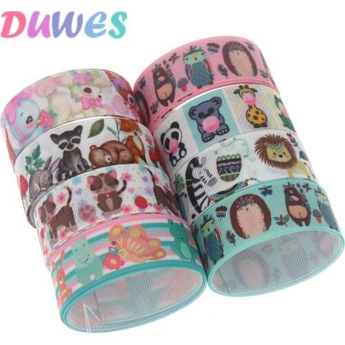 DUWES 50yards animal jungle Printed Grosgrain Ribbon Accessory Hairbow Headwear Decoration DIY Wholesale OEM D1207
