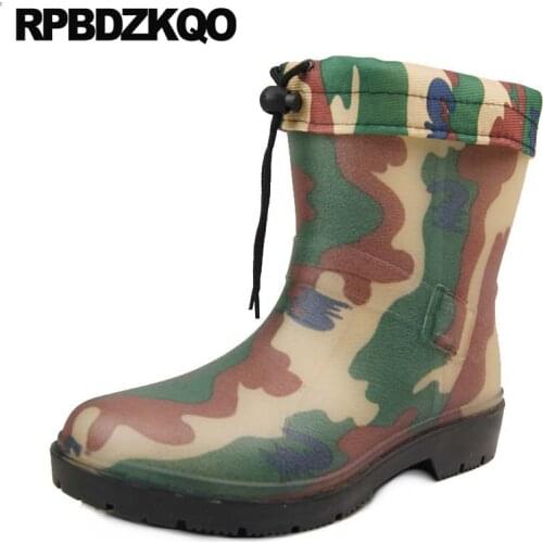Booties Plus Size Winter Ankle Autumn Rainboots Cheap Slip On Fur Lined Mens Rubber Rain Boots Pvc Waterproof Camouflage Shoes