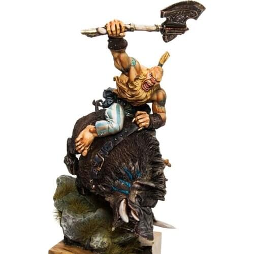 75mm Unpainted Einan The Barbarian and The Boar GK Resin Figure 1/24 Scale Model Kit Resin Colorless Self-Assembled Toy No.127