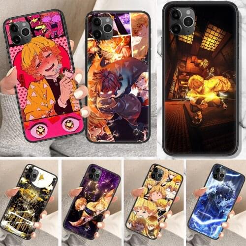 Demon Slayer Agatsuma Zenitsu Phone Case For iphone 5 5S SE 2 6 6S 7 8 11 12 Mini Plus X XS XR Pro Max black art waterproof