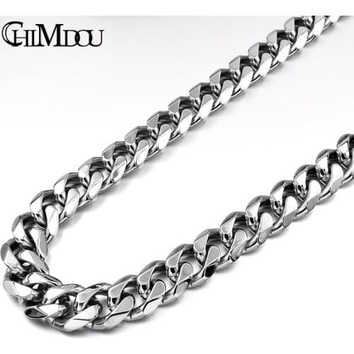 CHIMDOU 2019 New 55cm 13mm/10mm/7mm 316L Stainless Steel Necklace Men Jewelry Cuban Chain Party Gift, Rock Punk style AN349