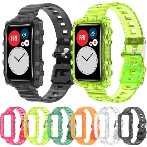 For Huawei Watch Fit Strap Silicone Band Watchband Glacier Transparent Band Bracelet correa for huawei fit smart watch strap
