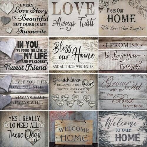 EverShine Diamond Embroidery Text Cross Stitch Diamond Painting Landscape Picture Rhinesotne Home Decor Handmade Mosaic Art Kits