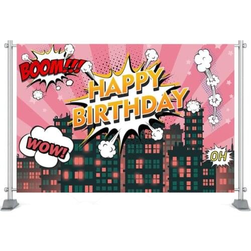 Happy Birthday Backdrops City Buildings Photography Background Newborn Birthday Party Decoration Photo Booth Props